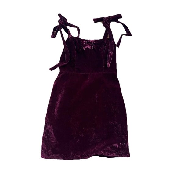 House of Harlow 1960 x  Burgundy Velvet Shoulder Tie Maroon Dress S A001467 - Picture 2 of 6